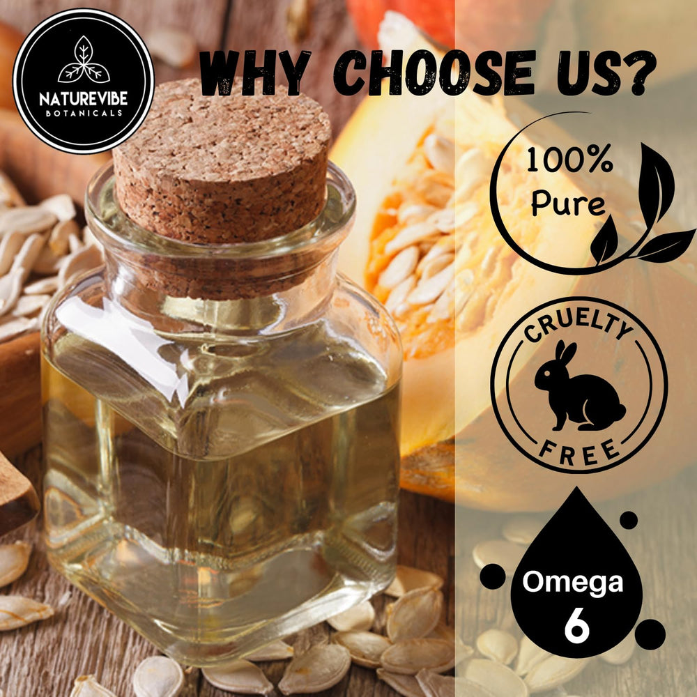 Naturevibe Botanicals pumpkin seed oil on smooth skin after massage.