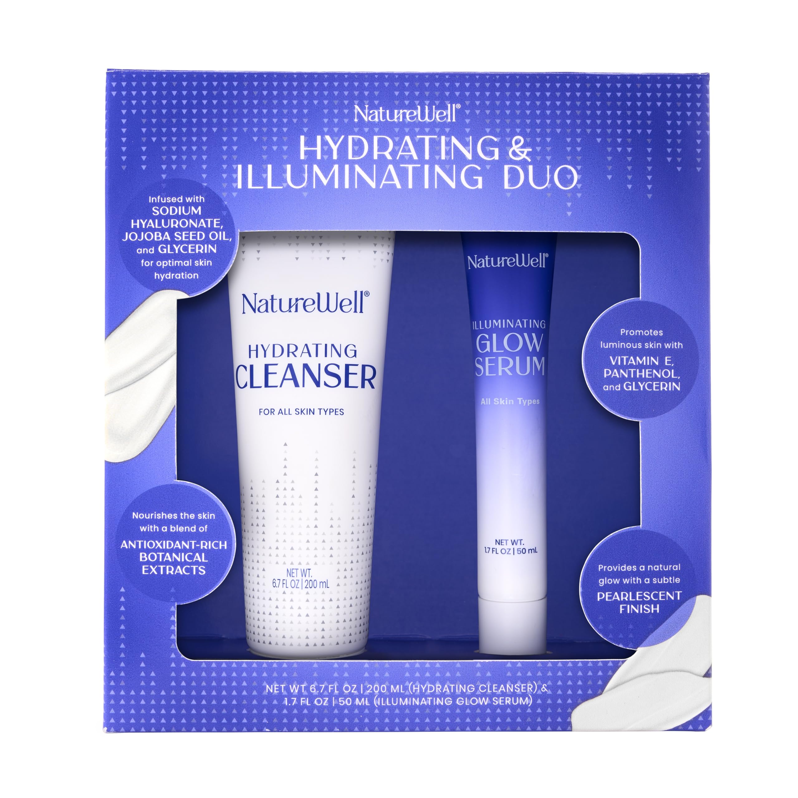 Naturewell illuminating glow serum bottle highlighting radiance and hydration