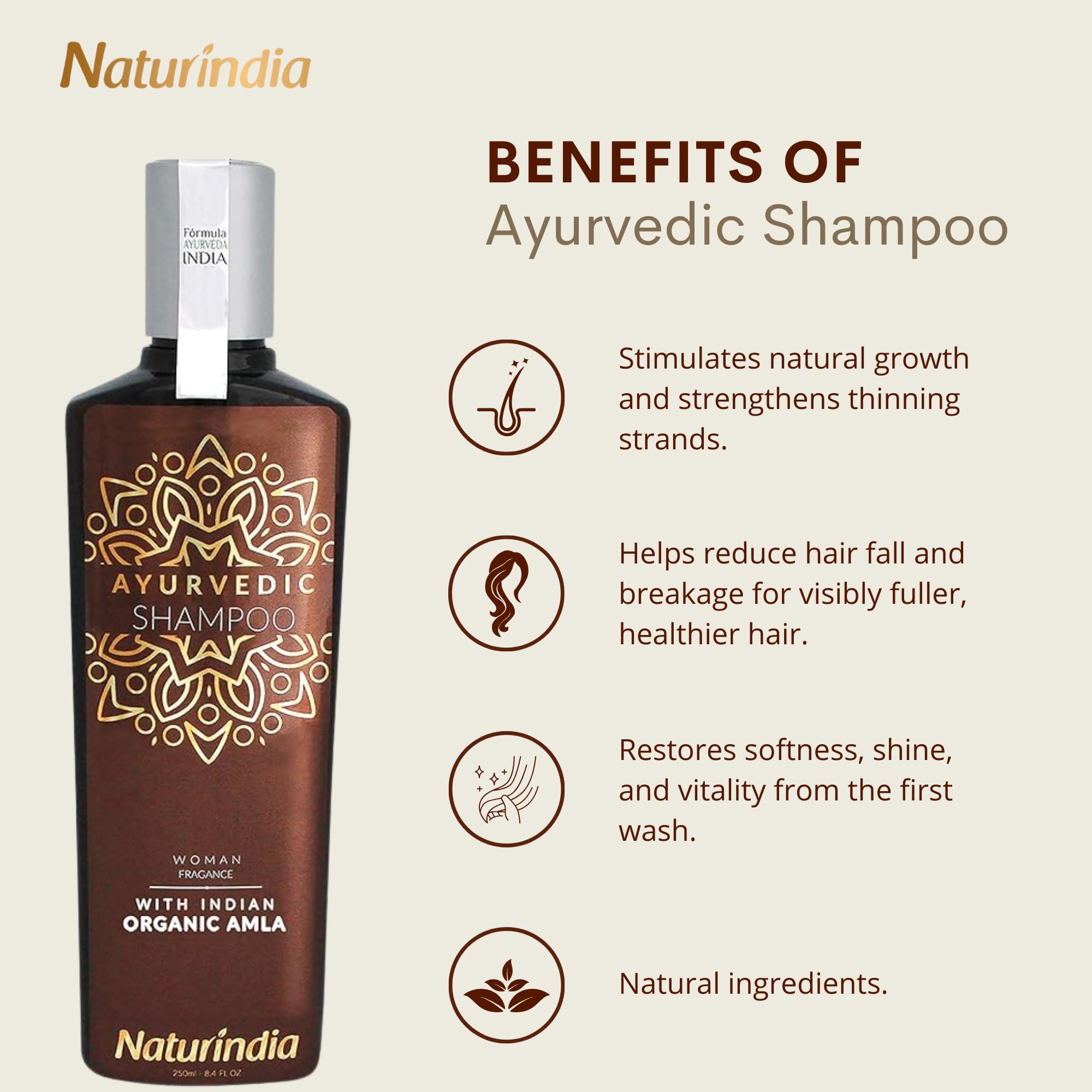 Naturindia Amla hair growth shampoo lather shows rich foam for easy cleansing.