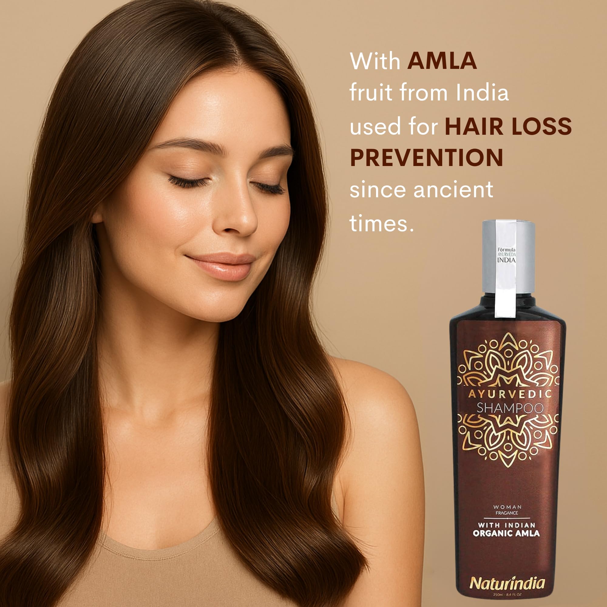 Naturindia Amla shampoo rinse shot emphasizes color-safe, sulfate-free formula.