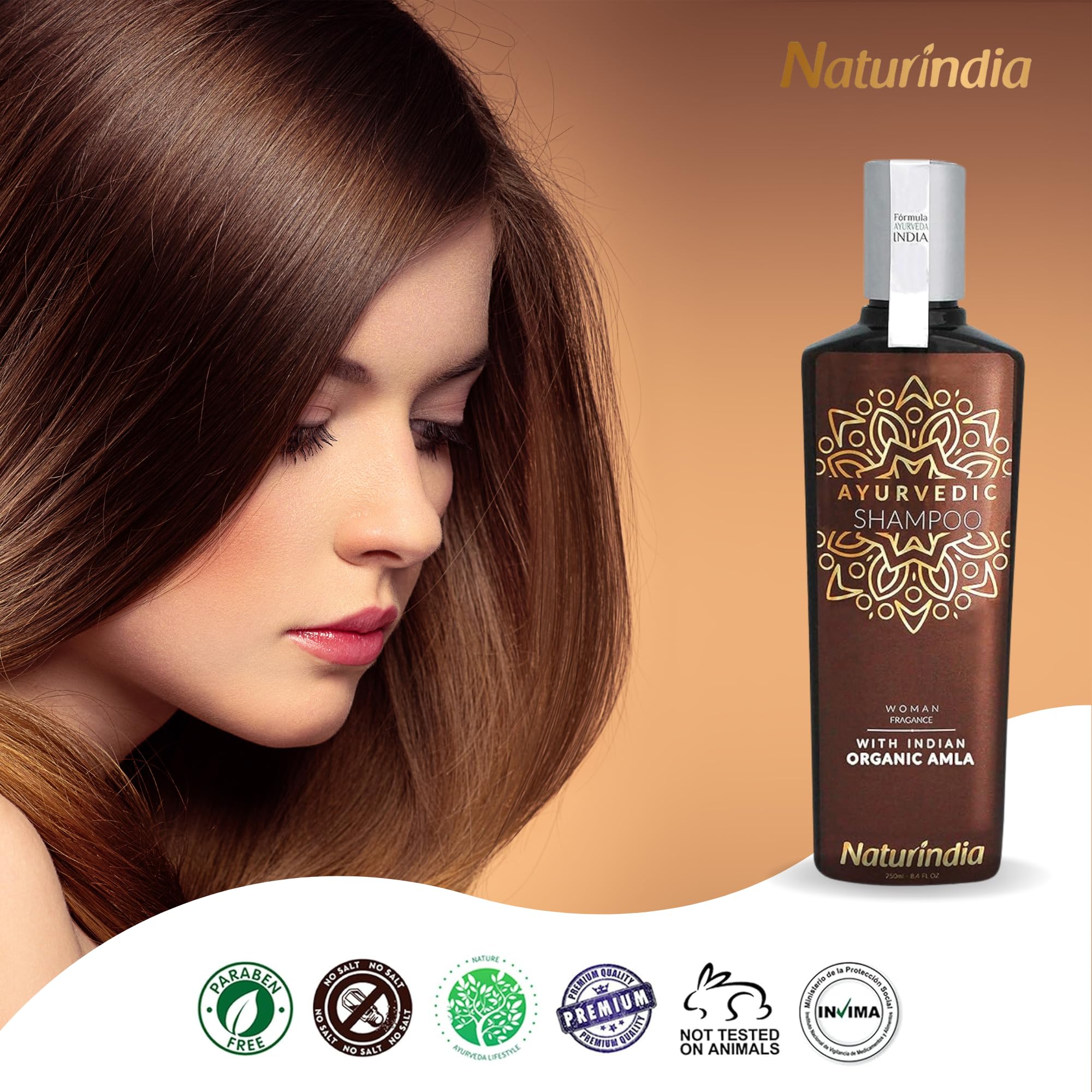 Naturindia Amla shampoo close-up reveals creamy texture.
