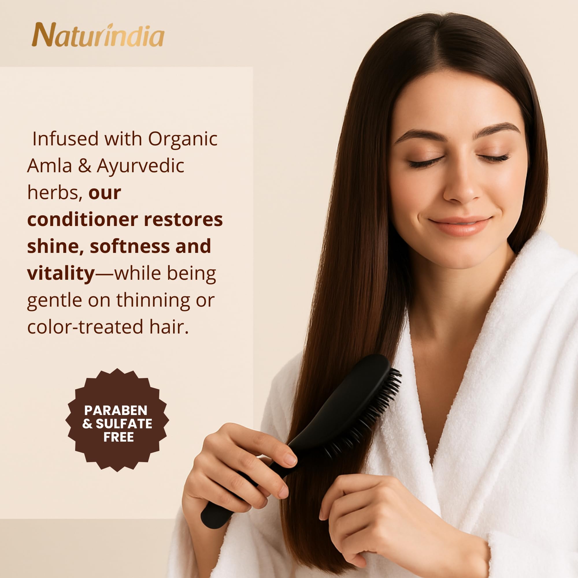 Naturindia conditioner with Shikakai and Amla on the bottle