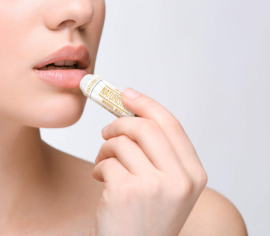 Naturistick lip balm tubes close-up showing natural ingredients and non-greasy finish