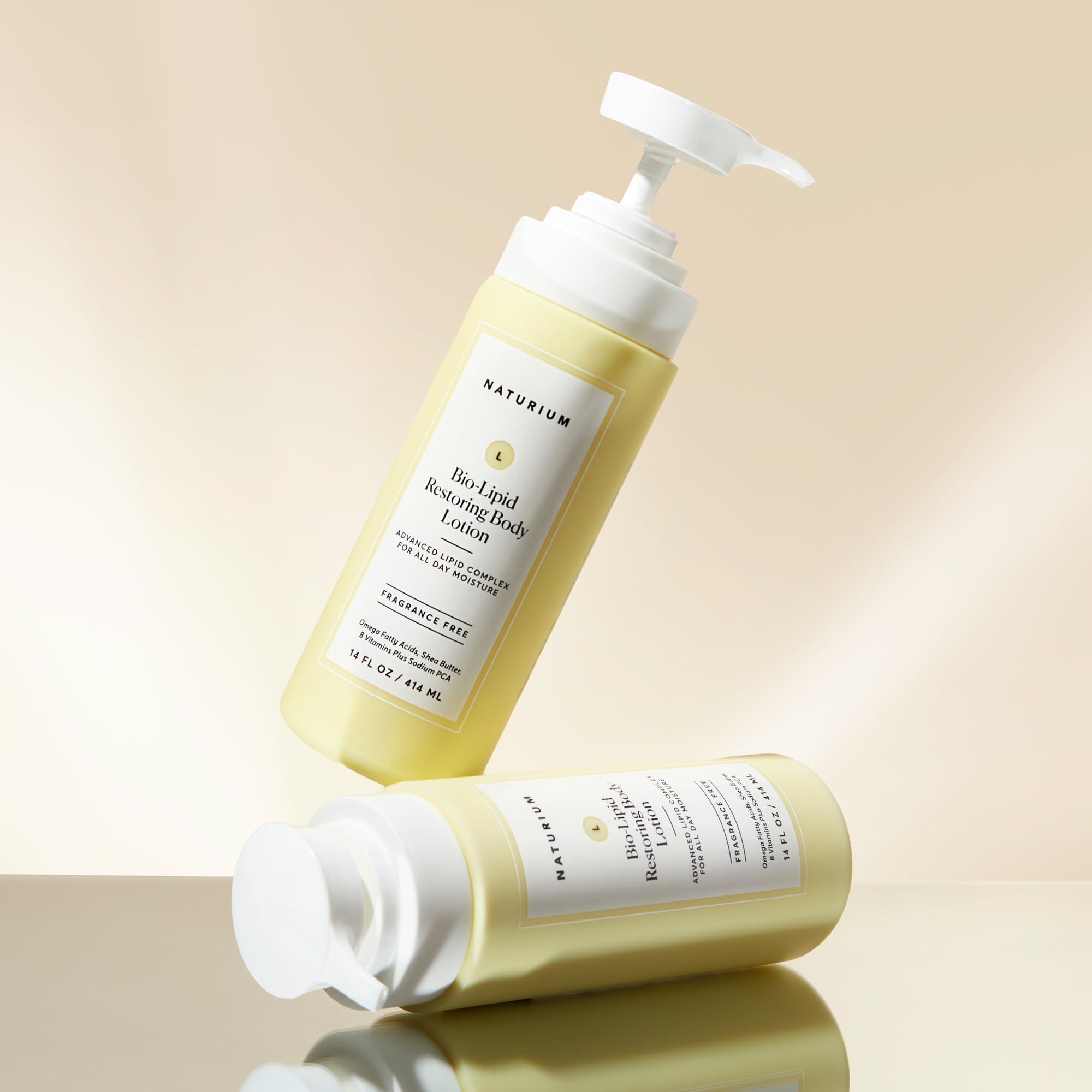 Naturium Bio-Lipid Restoring Body Lotion fragrance-free label signals gentle daily care.