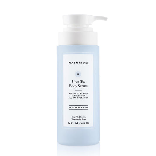 Naturium Urea 5% Body Serum bottle highlighting hydration and barrier support.