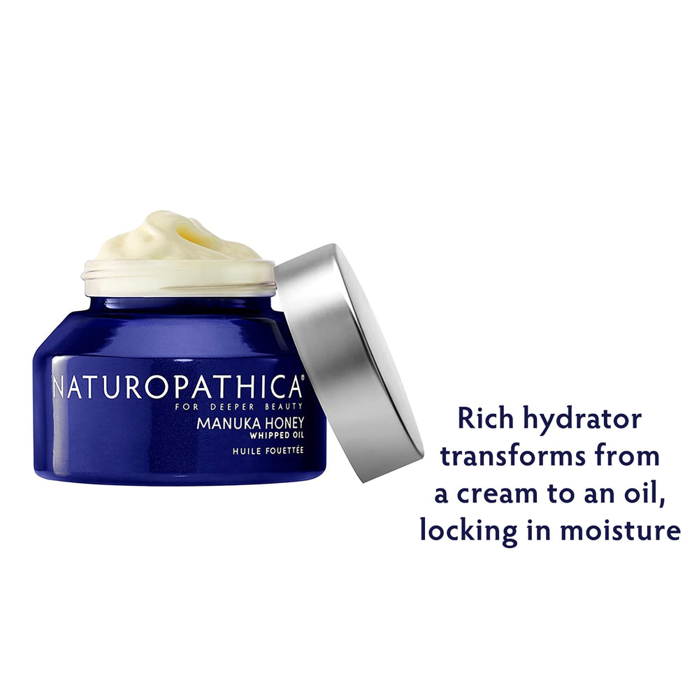 Naturopathica Manuka Honey Whipped Oil cream-to-oil texture on skin during application.