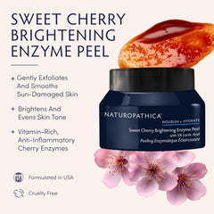 Naturopathica Sweet Cherry Brightening Peel close-up shows enzyme-rich formula for gentle skin renewal
