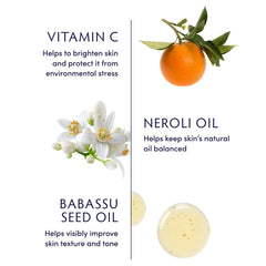 Naturopathica oil highlights Neroli and Vitamin C ingredients for uplifting aroma and skin support