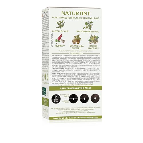 Naturtint 1N Ebony Black ammonia-free label highlights gentler at-home application.