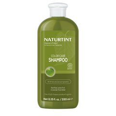 Naturtint Color Care Shampoo bottle pour shows color-safe cleansing for color-treated hair.
