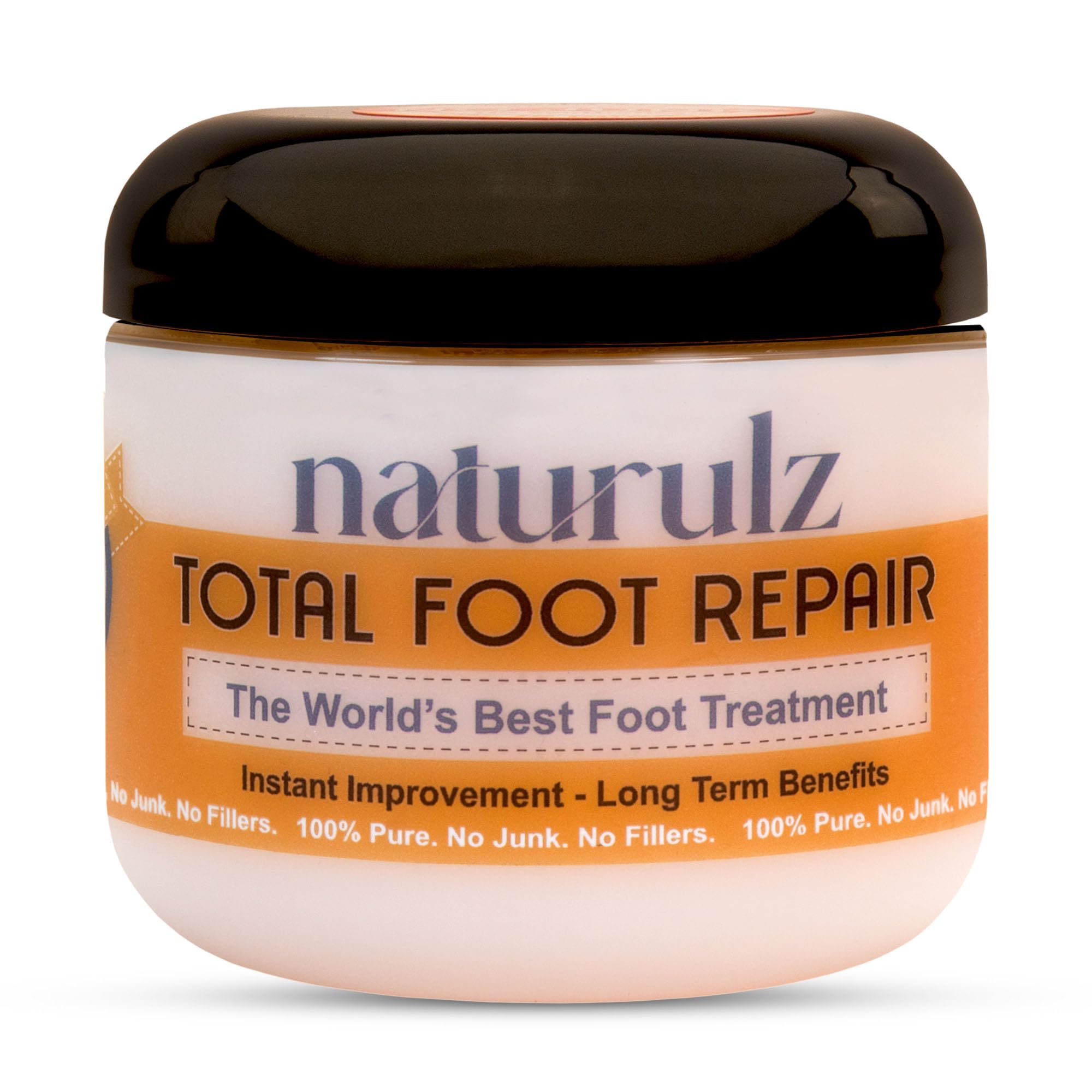 Naturulz Total Foot Repair jar label close-up for nourished, hydrated feet