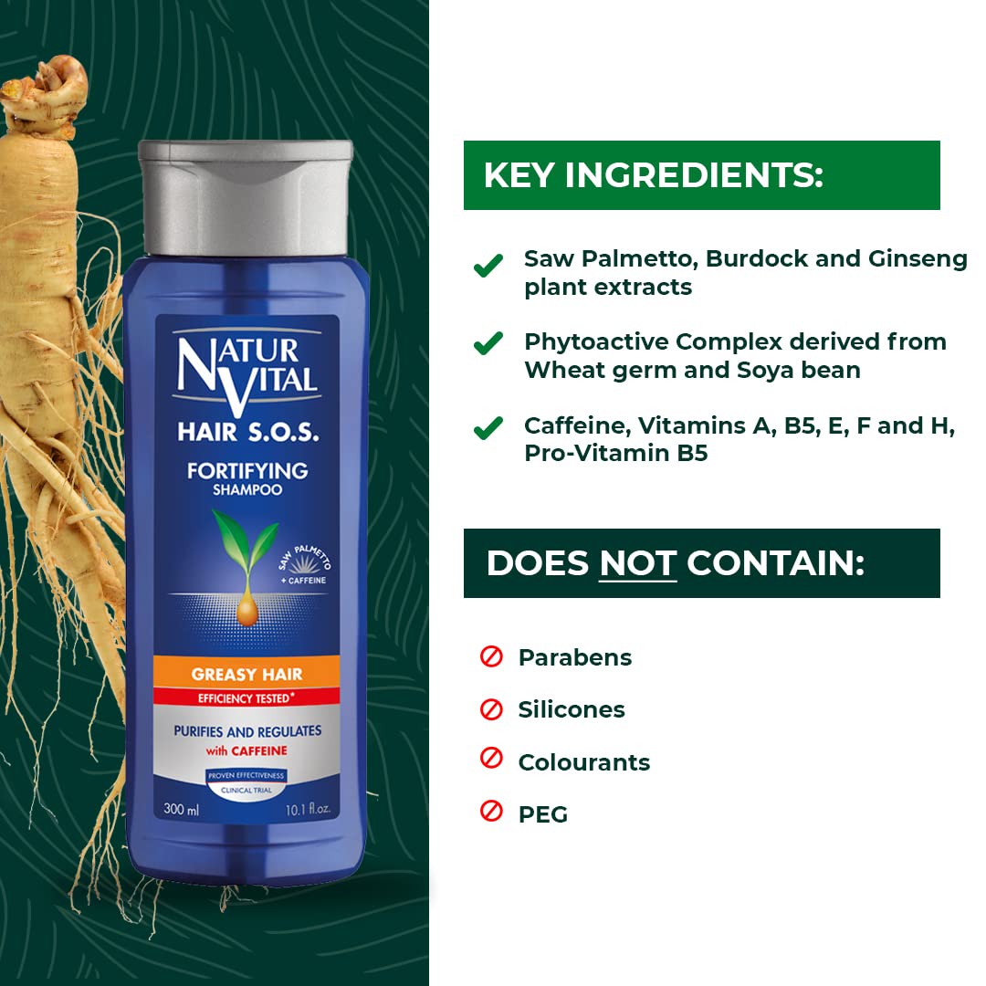 NaturVital shampoo in shower being applied to cleanse greasy hair