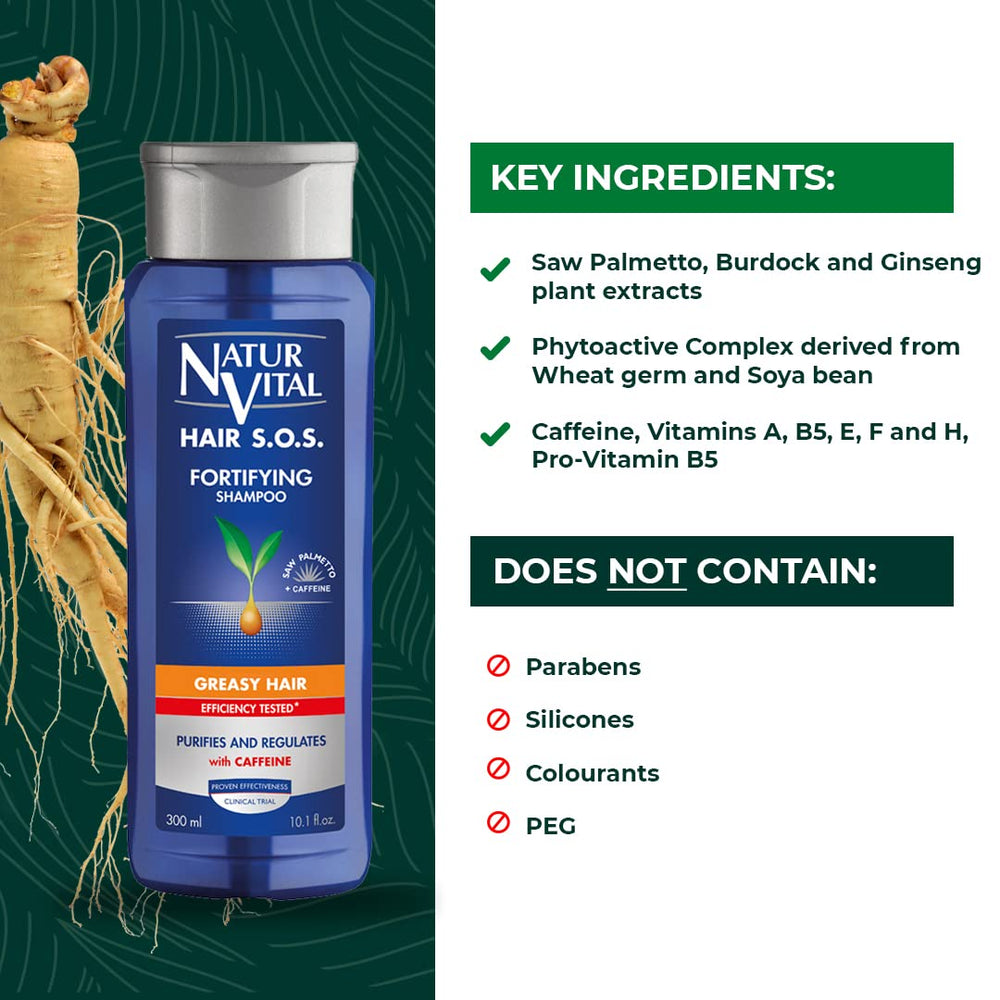 NaturVital shampoo in shower being applied to cleanse greasy hair