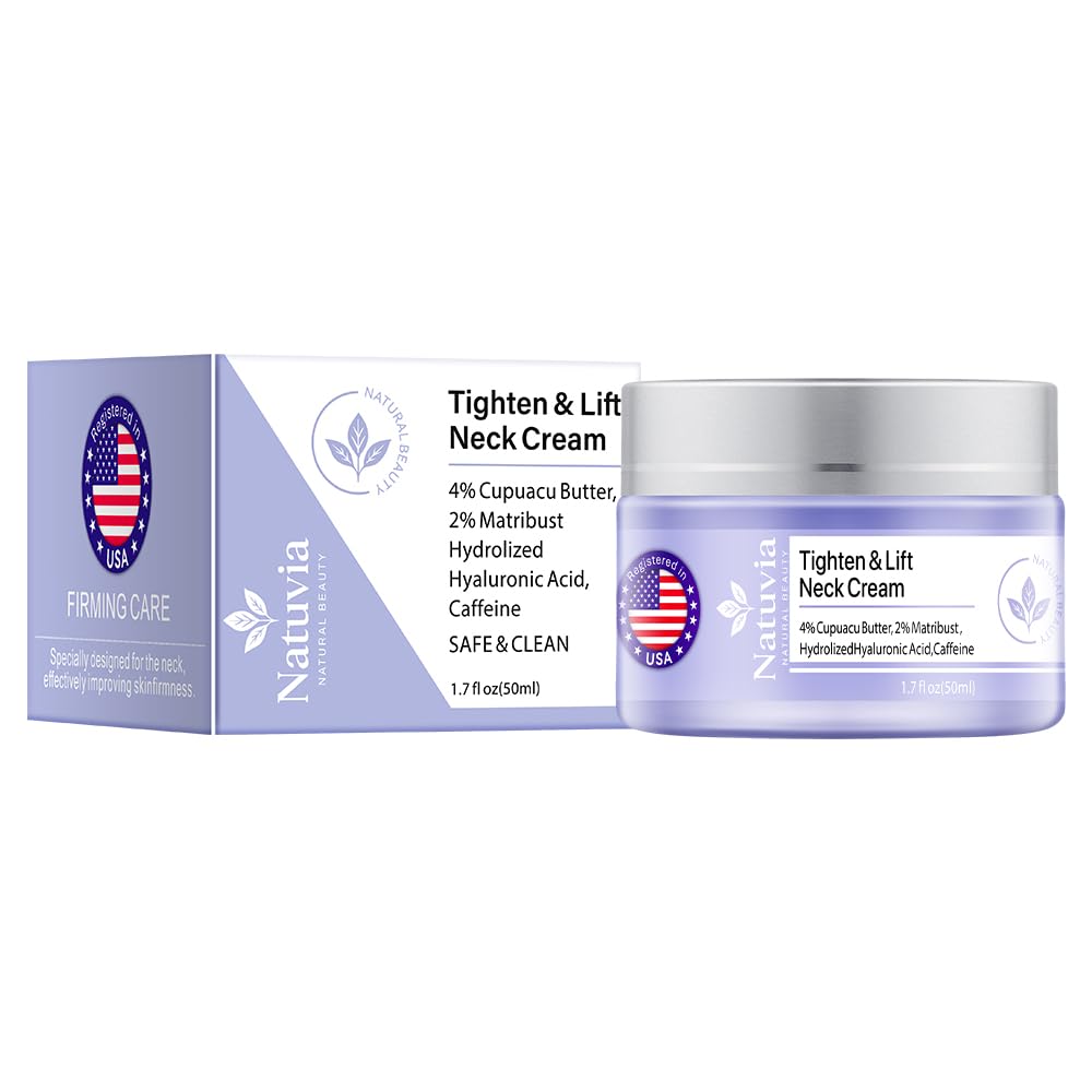 Natuvia Tighten Neck Cream hyaluronic acid detail signals plumping hydration.