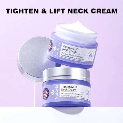 Natuvia Tighten Neck Cream with Cupuacu Butter highlights rainforest-derived moisture.