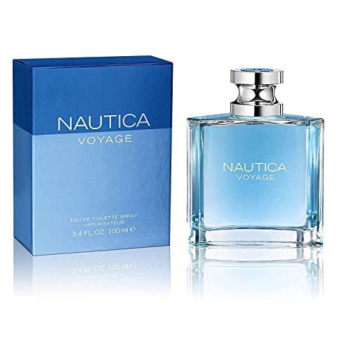 Nautica Voyage edt bottle side view, sleek design for versatile day-to-night use.