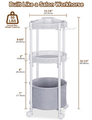 NauwaBarn rolling makeup cart linen basket protects premium serums during transit.