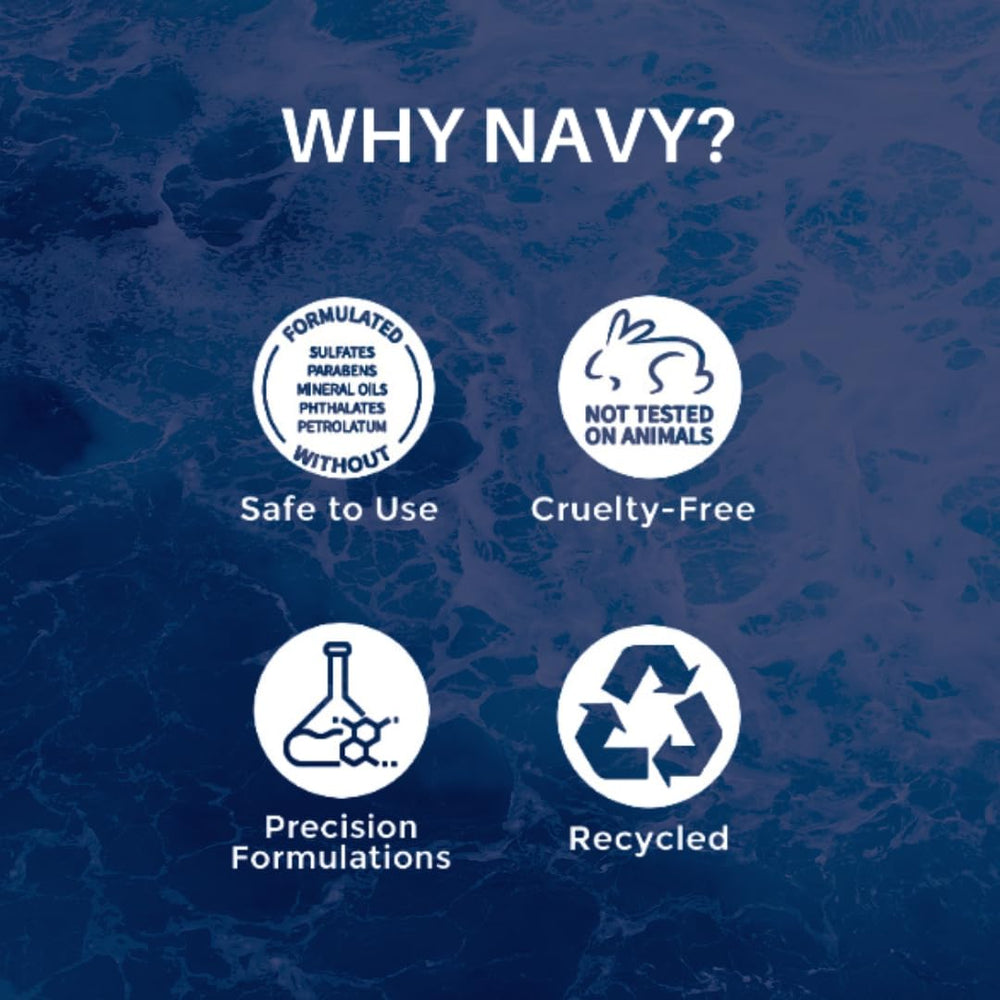 Navy Dry Texture Spray is cruelty-free and vegan for clean beauty routine.