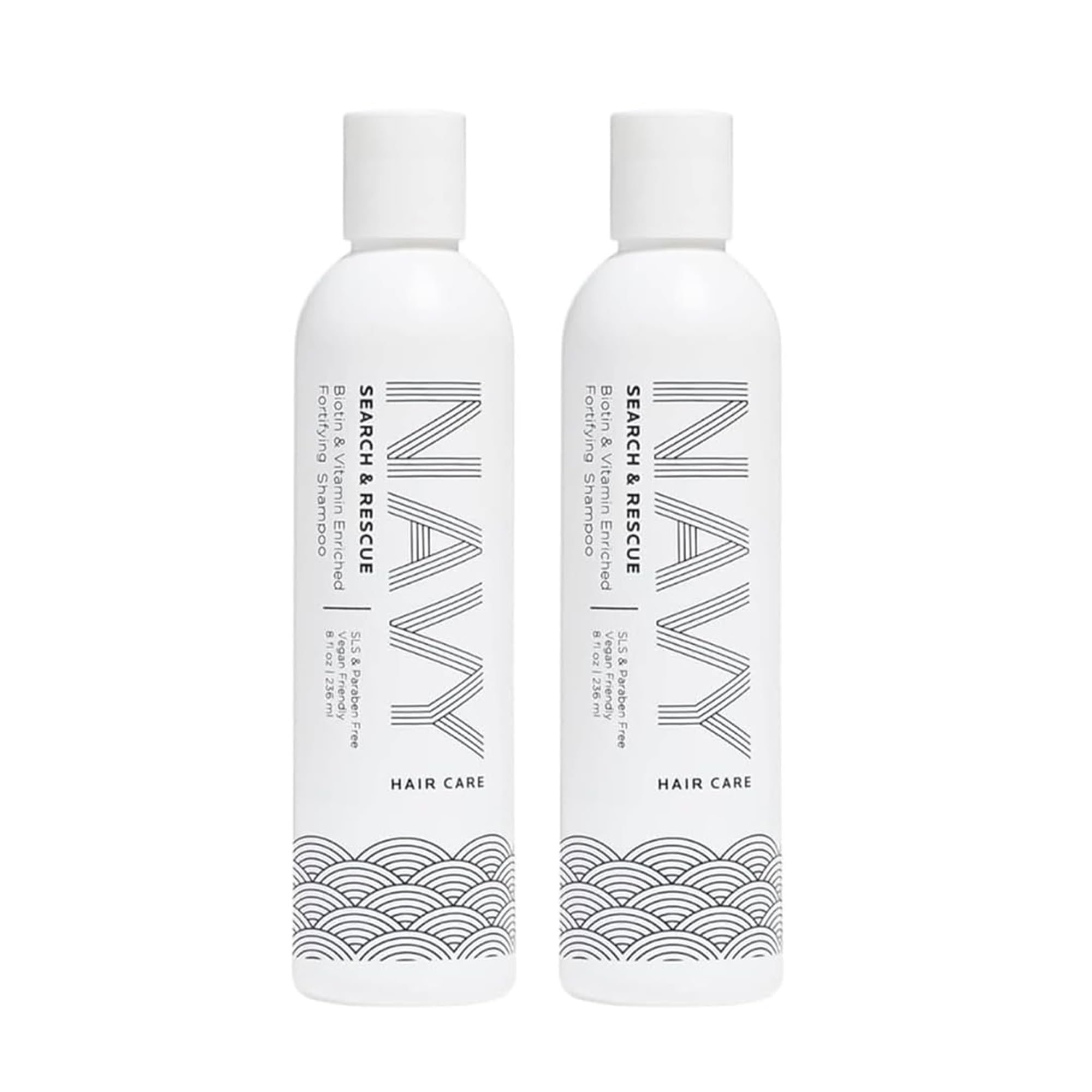 NAVY HAIR CARE Search and Rescue shampoo bottle front view, clean design for all hair types.