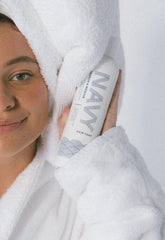 NAVY HAIR CARE Search and Rescue shampoo foamy lather on scalp, cleansing action.