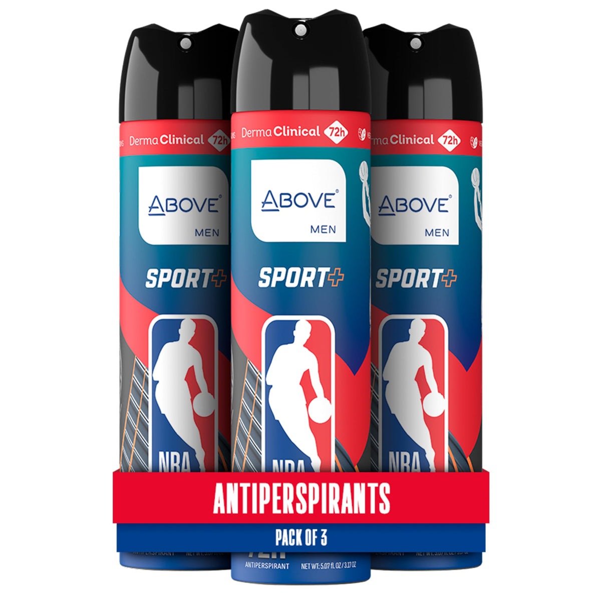 NBA Above Sport Plus 3-pack front view with clear spray protects fabrics