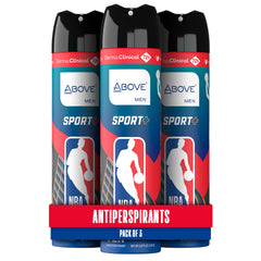 NBA Above Sport Plus 3-pack front view with clear spray protects fabrics