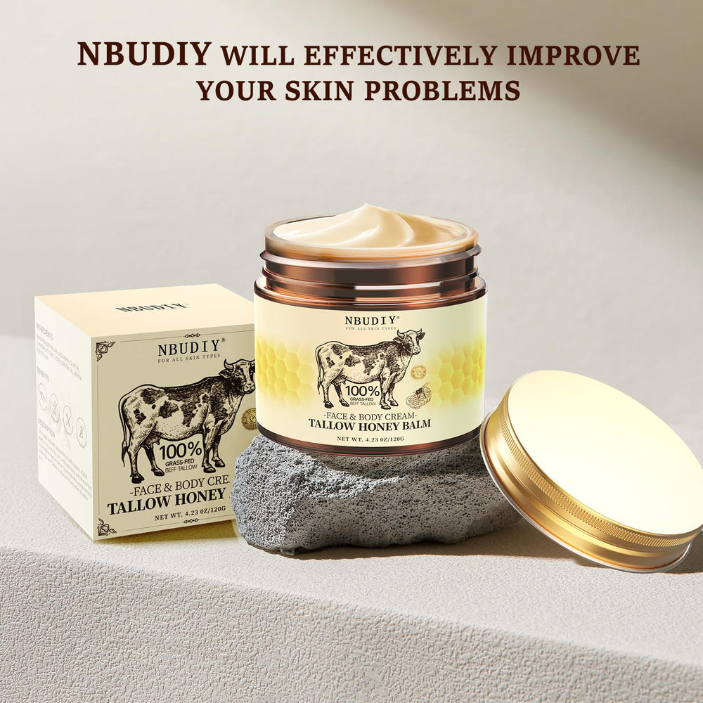 NBUDIY chamomile, rose, and orange oils visual hint for gentle skincare.