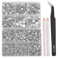 NCB 8000pcs rhinestones closeup in box for premium nail art sparkle.