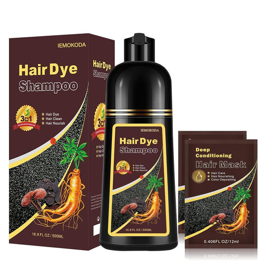 NCEPROHR Brown Hair Dye Shampoo in bottle applying color to gray roots