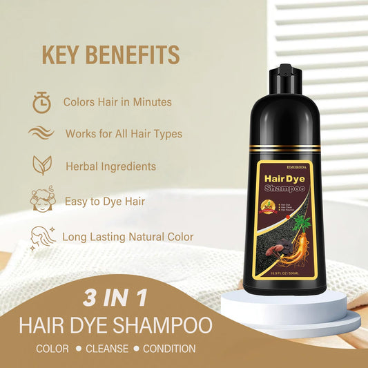 NCEPROHR brown hair dye shampoo application demonstrates easy use on dry hair
