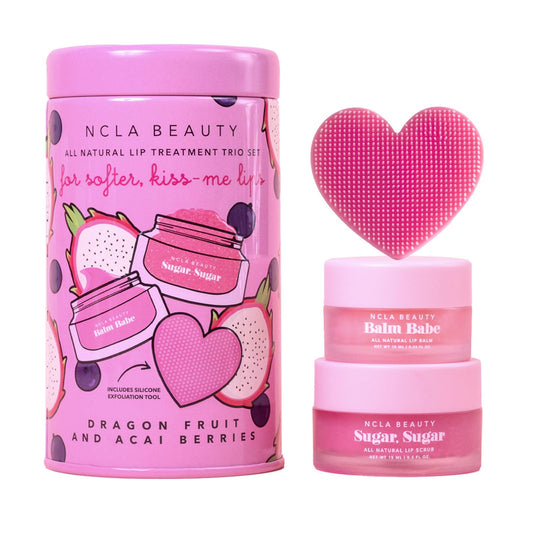 NCLA Beauty All Natural Lip Treatment Set lip balm nourishes dry lips with Dragon Fruit Acai Berry scent