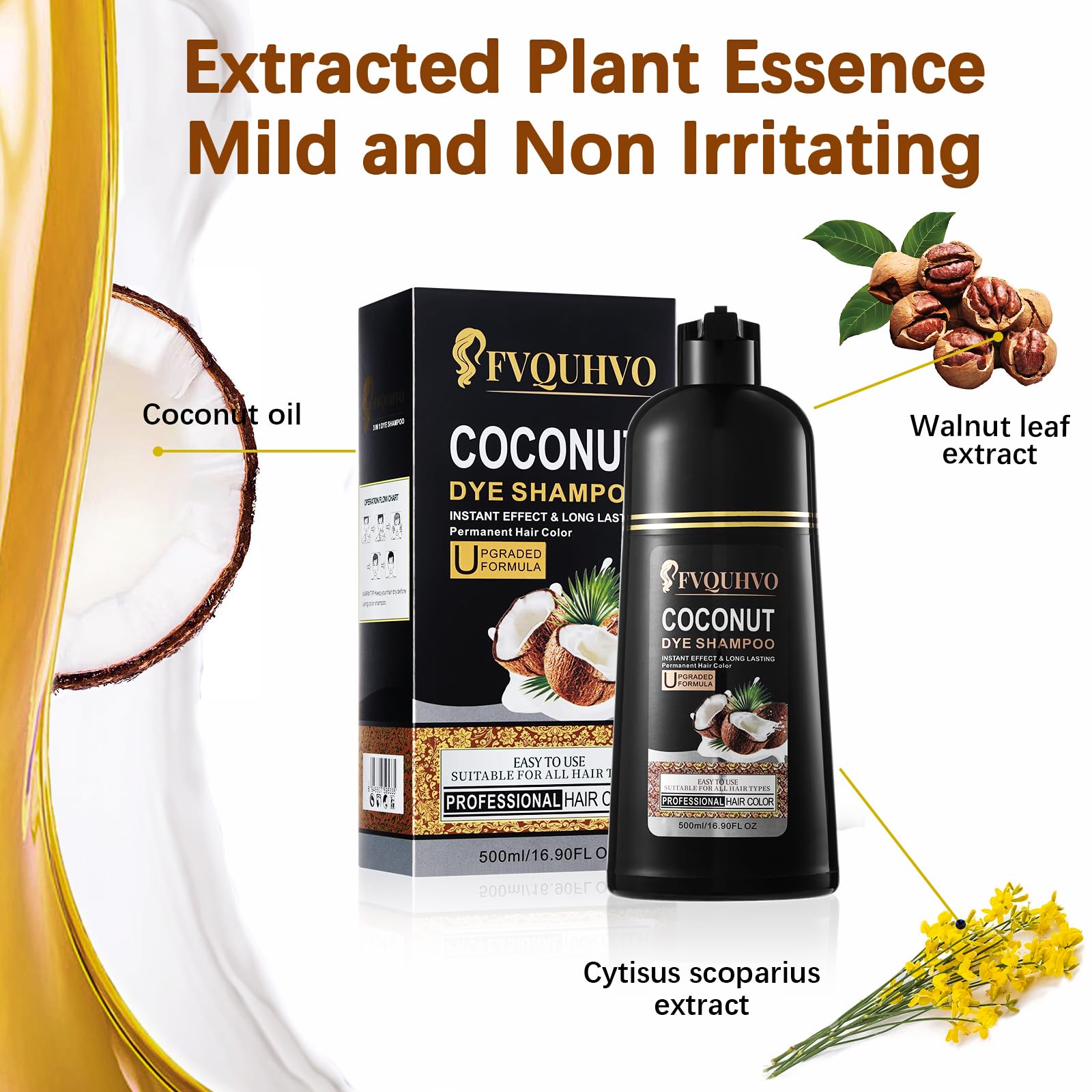 NCEPROHR Coconut Dye Shampoo after color reveals darker, shinier hair