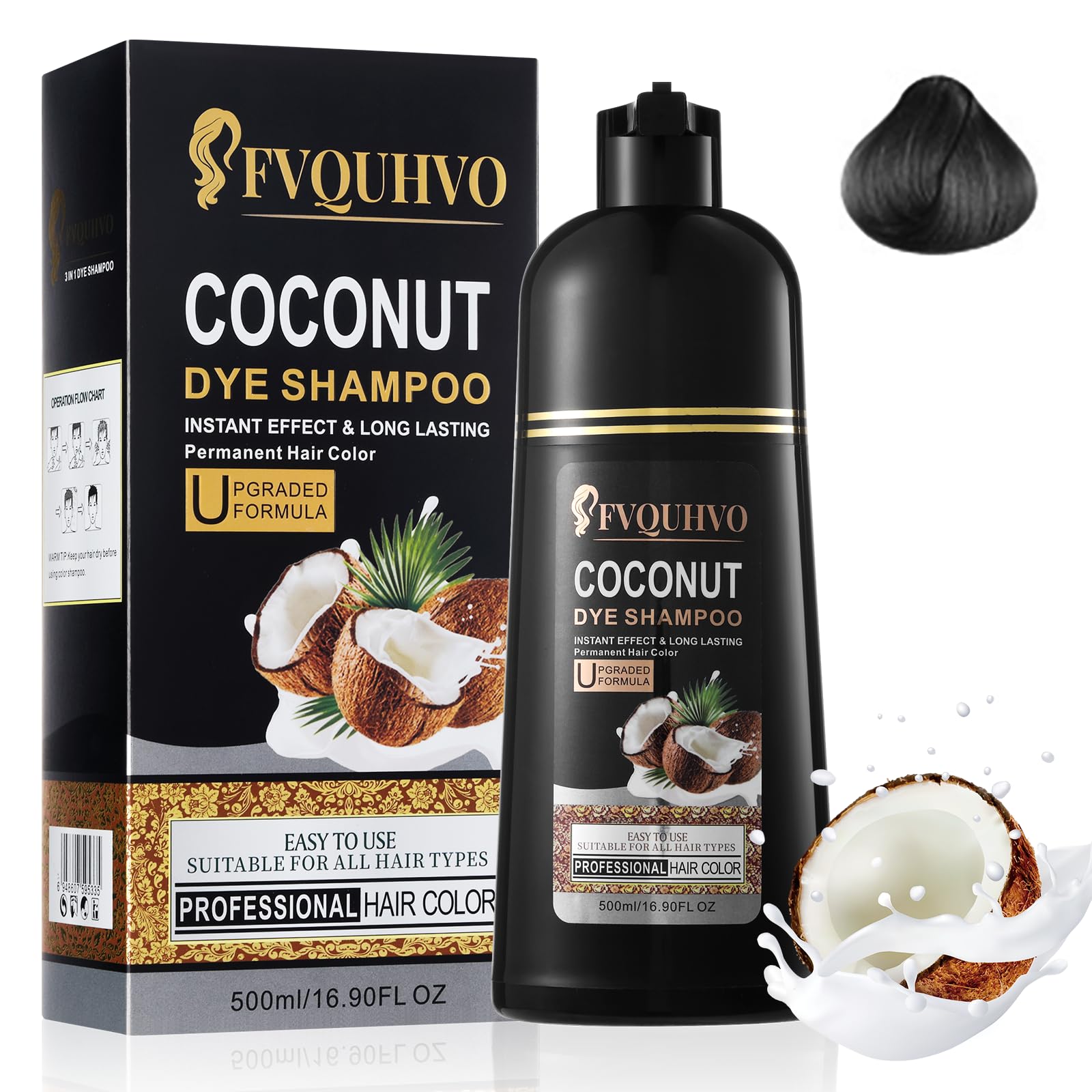 NCEPROHR Coconut Dye Shampoo bottle with 3-in-1 formula for at-home hair color