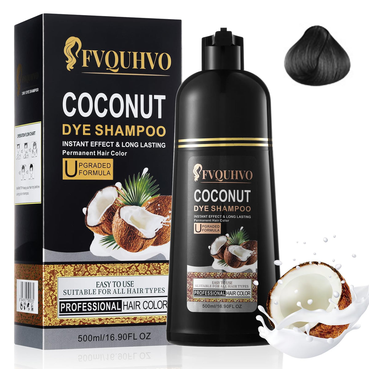 NCEPROHR Coconut Dye Shampoo bottle with 3-in-1 formula for at-home hair color