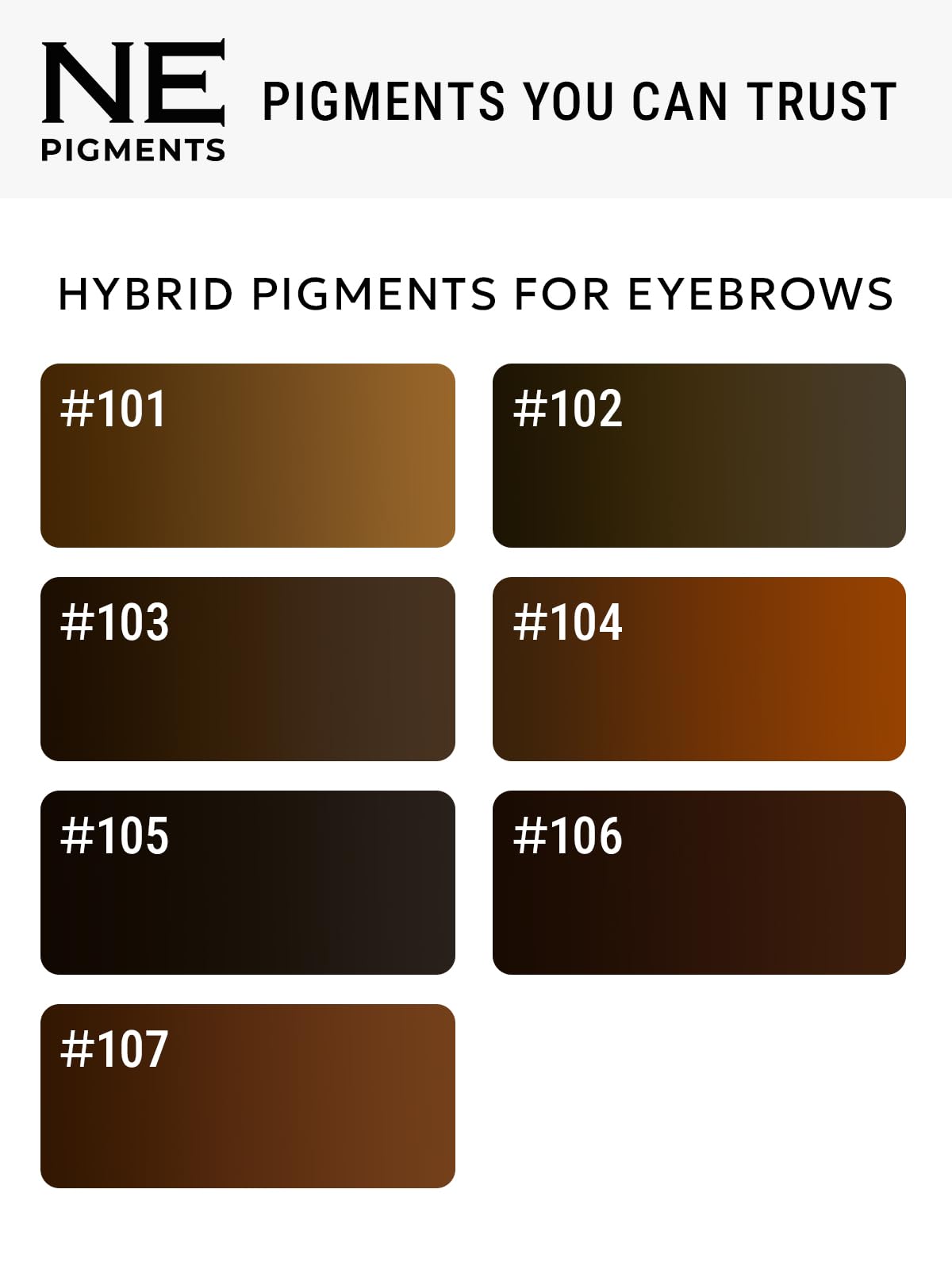 NE PIGMENTS Warm Chestnut ombré shading swatches blend for natural gradients.