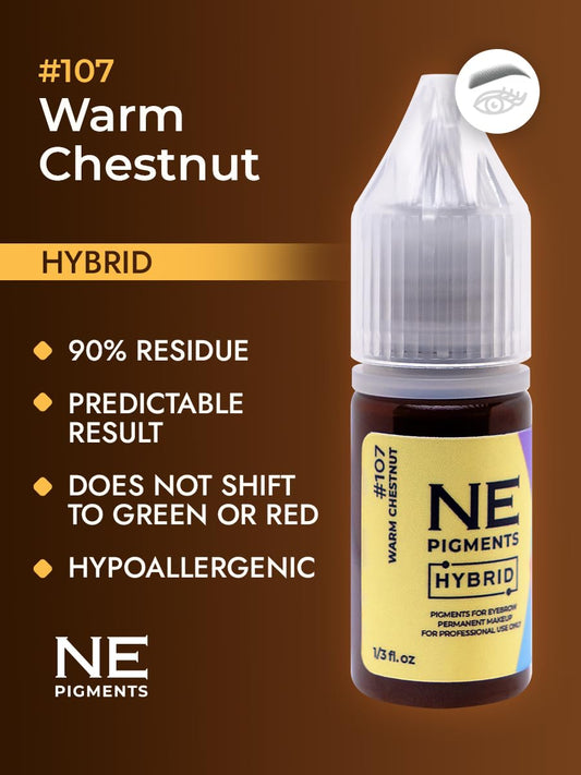 NE PIGMENTS Warm Chestnut swatches on skin demonstrate soft, defined brow coverage.