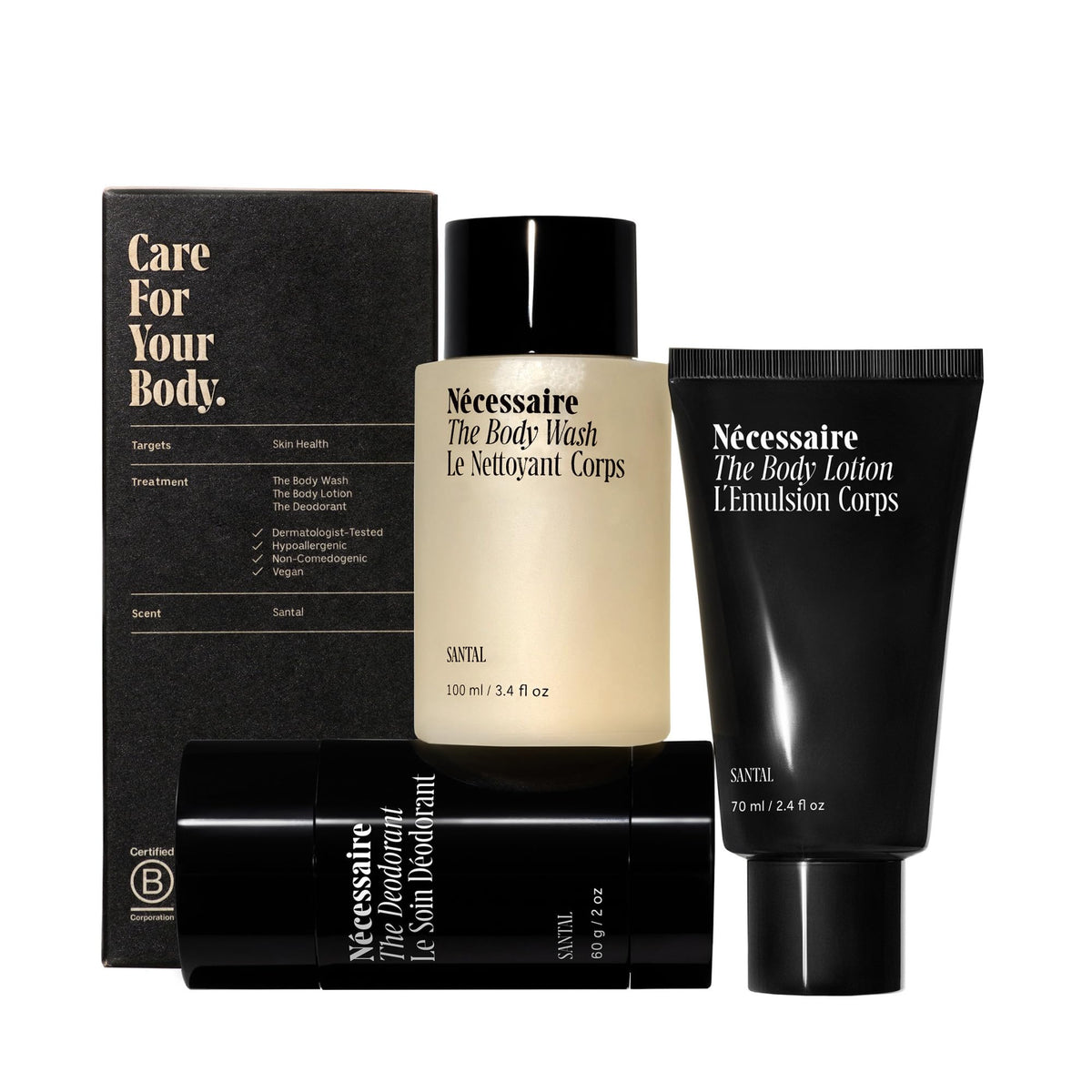 Nécessaire Body Essentials travel-size body wash for a refreshing daily cleanse.