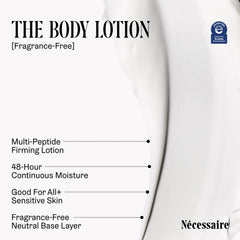 Nécessaire body lotion 48-hour moisture on skin texture close-up