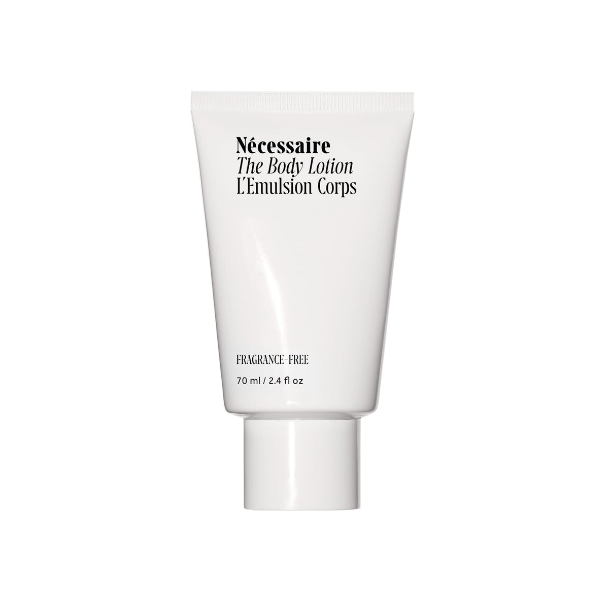 Nécessaire The Body Lotion bottle, 2.4 oz, ideal for daily moisture and quick absorption.
