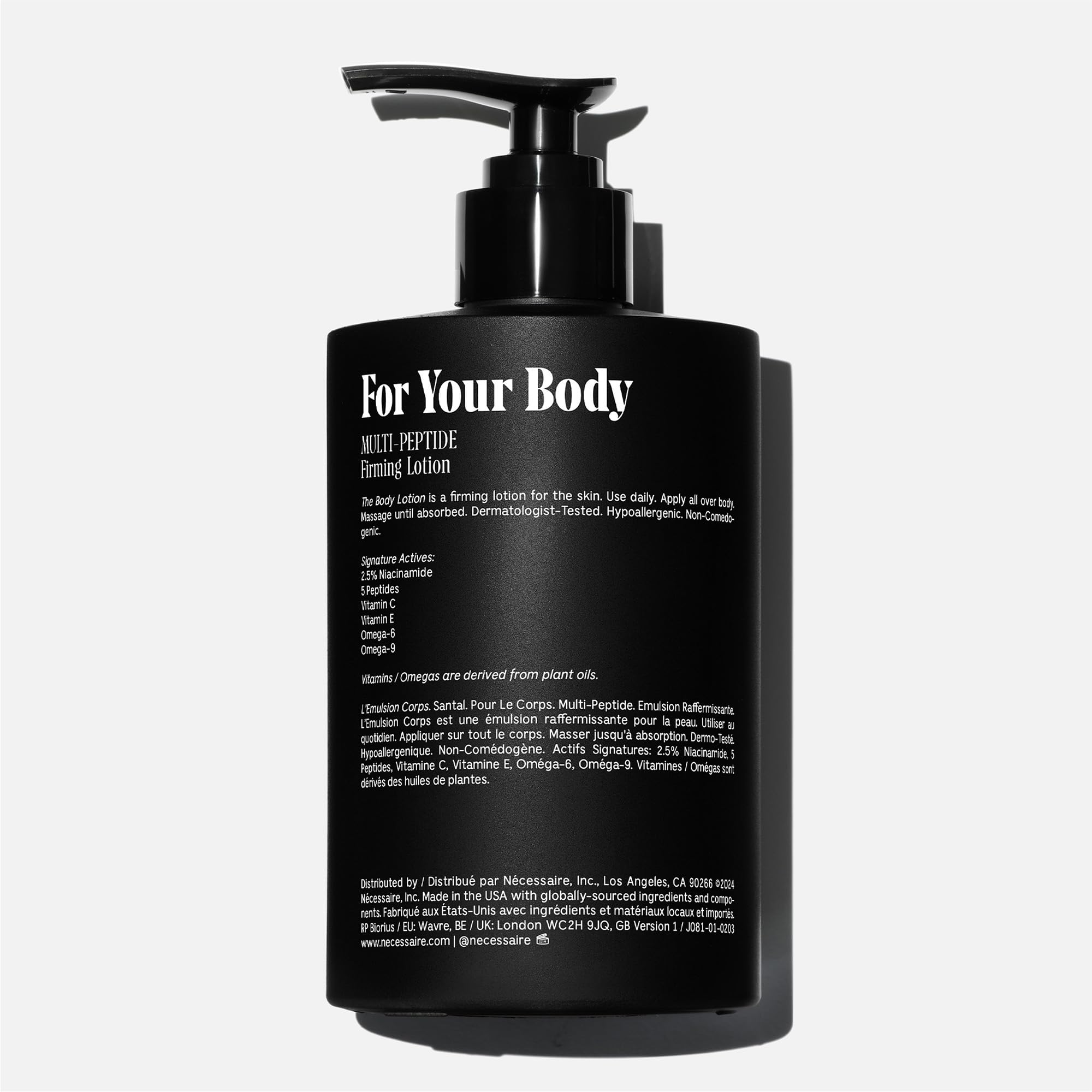 Nécessaire Santal lotion texture close-up showing fast absorbing non greasy formula.