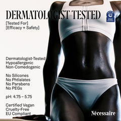 Nécessaire vegan silicone-free ingredients label close-up