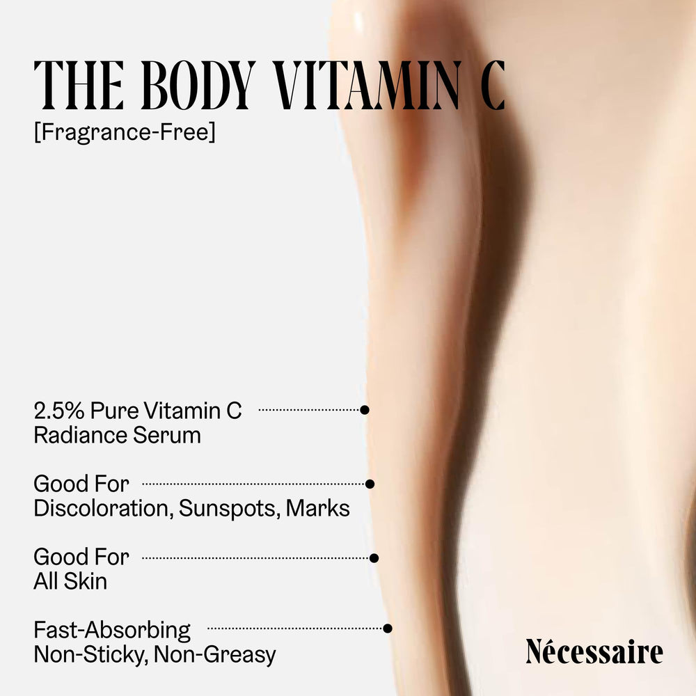 Nécessaire The Body Vitamin C Serum fragrance-free label on packaging.