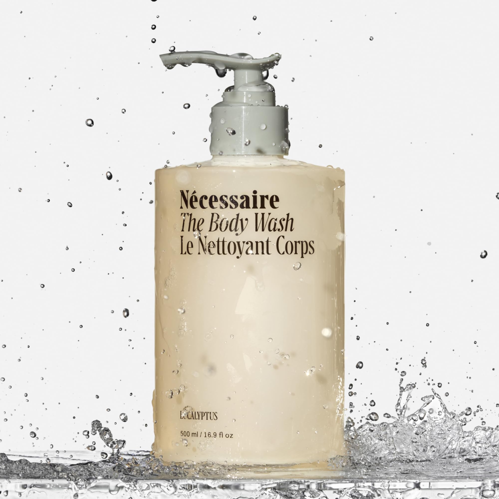 Nécessaire Eucalyptus label close-up emphasizing vegan, gentle formula.