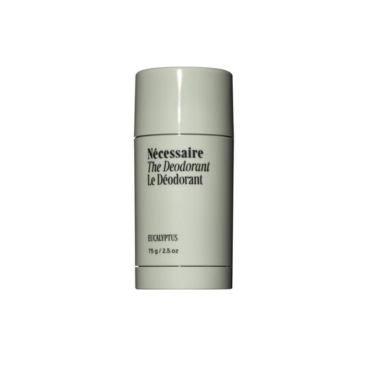 Nécessaire eucalyptus deodorant bottle front view, aluminum-free freshness for daily use.