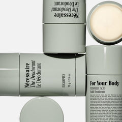 Nécessaire eucalyptus deodorant cap closeup showing sleek design and gentle formula.