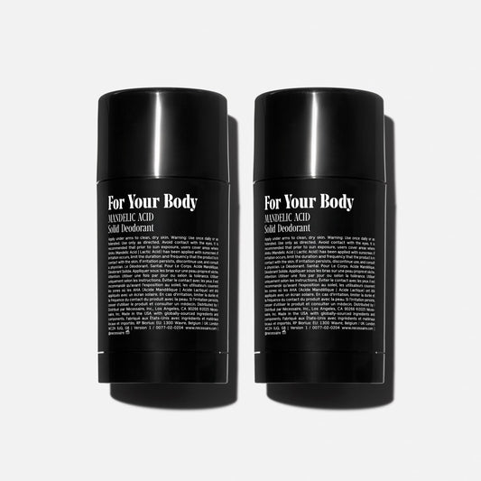 Close-up of Nécessaire Santal label highlighting aluminum-free claim