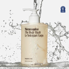 Nécessaire fragrance-free body wash closeup texture highlighting creamy, non-drying formula.