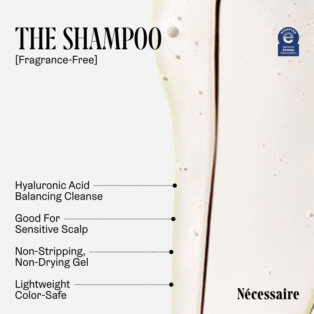 Nécessaire Hair Duo conditioner texture close-up, creamy formula for detangling and softness.