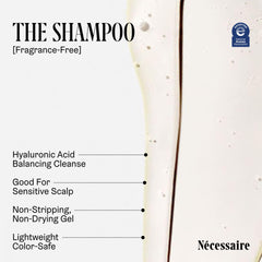 Nécessaire Hair Duo conditioner texture close-up, creamy formula for detangling and softness.