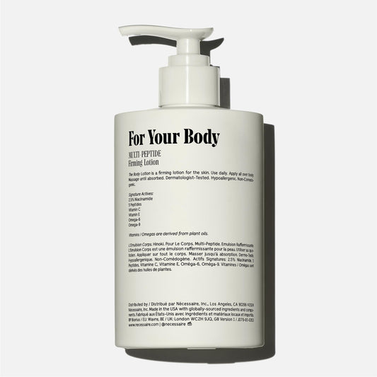 Texture close-up shows fast-absorbing Nécessaire Hinoki body lotion.